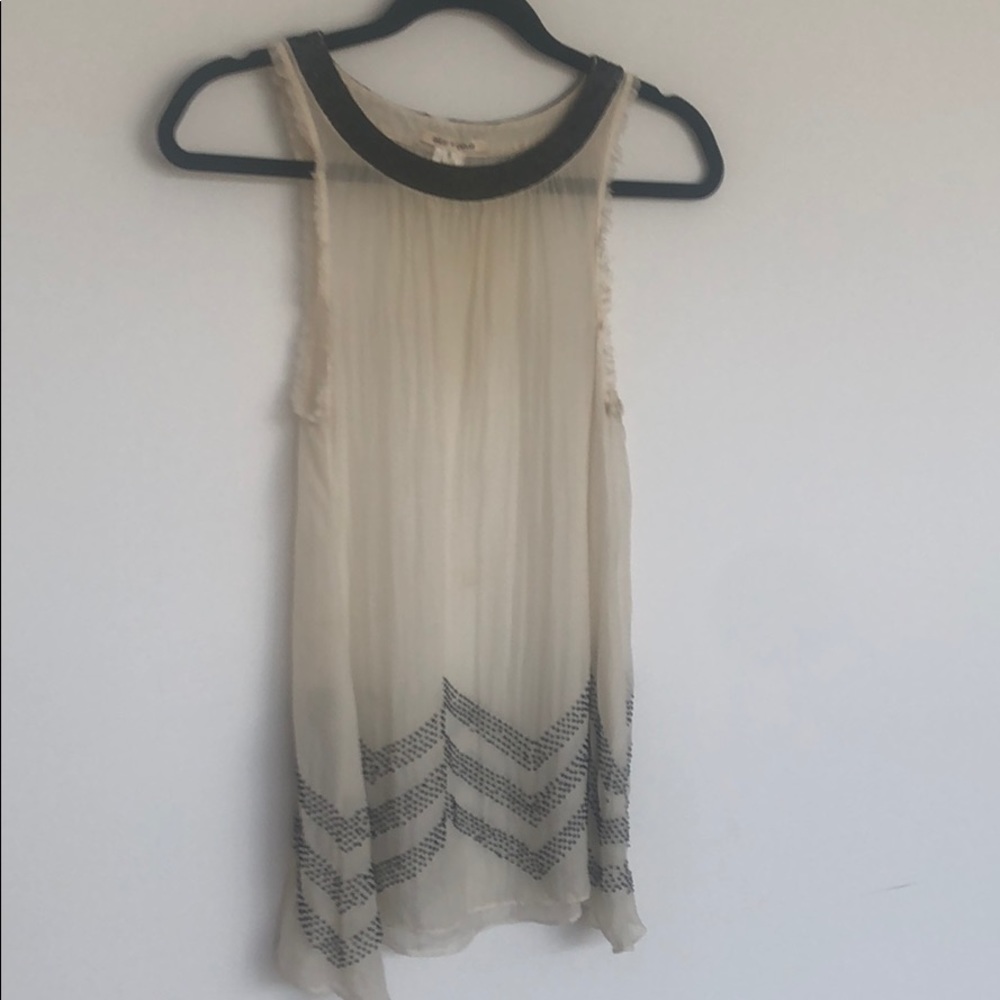 Alice and Olivia beaded silk sheer top